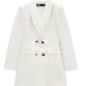 Zara double breasted white blazer